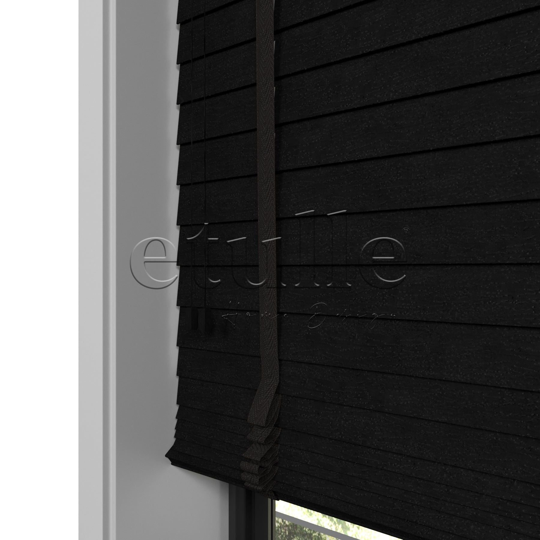 50 MM Truwood Siyah Kabartma Ahşap Jaluzi