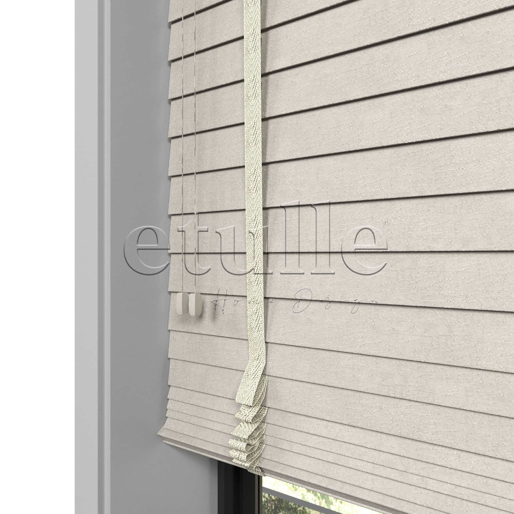 50 MM Truwood Krem Kabartma Ahşap Jaluzi