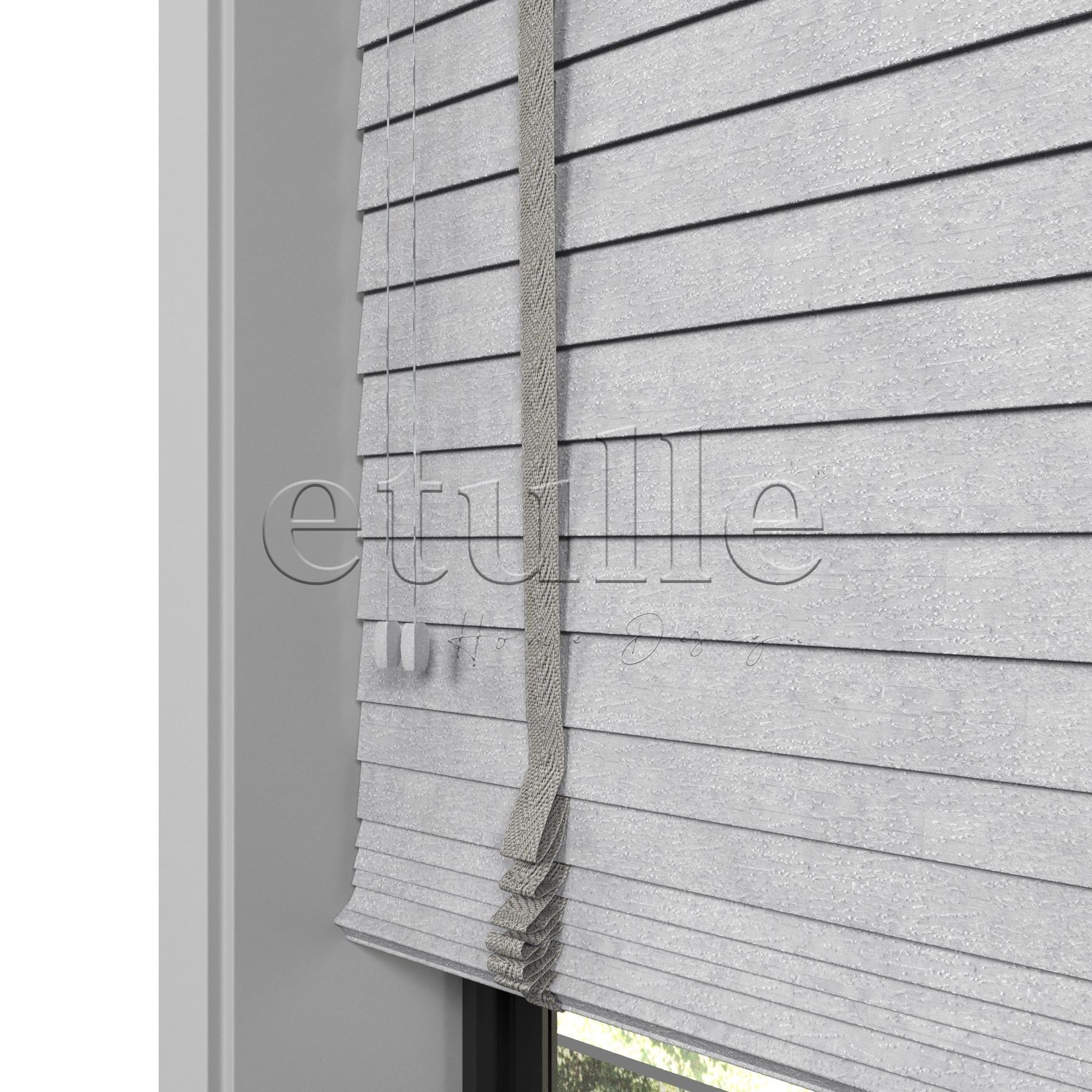 50 MM Truwood Gri Kabartma Ahşap Jaluzi