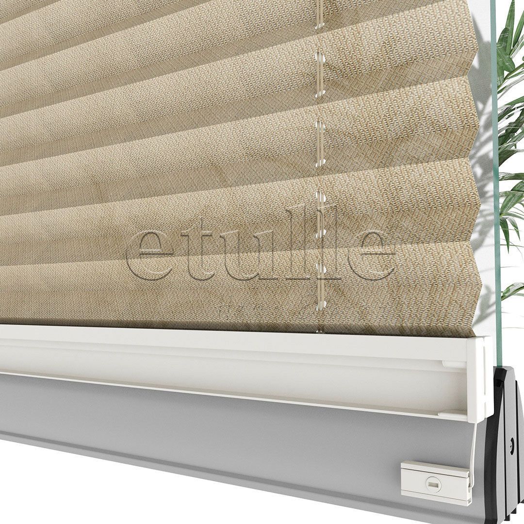 16 MM Patterned Efe Beige Pleated Curtain