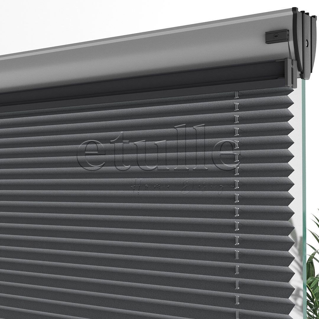 16 MM Patterned New Anthracite Pleated Curtain