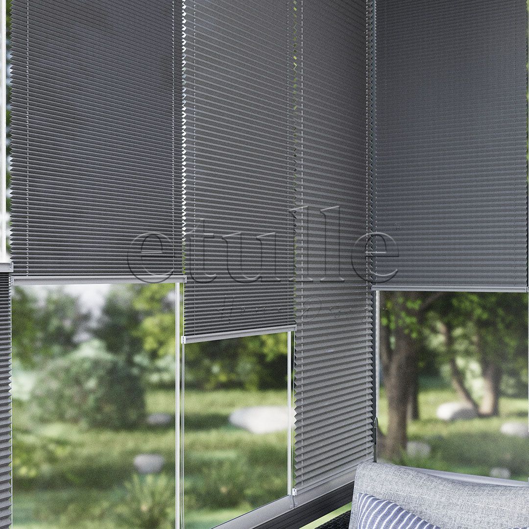16 MM Patterned New Gray Pleated Curtain