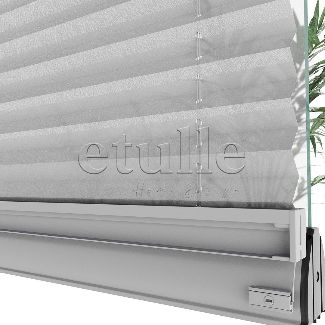 16 MM Diamond Light Grey Plain Pleat Curtain