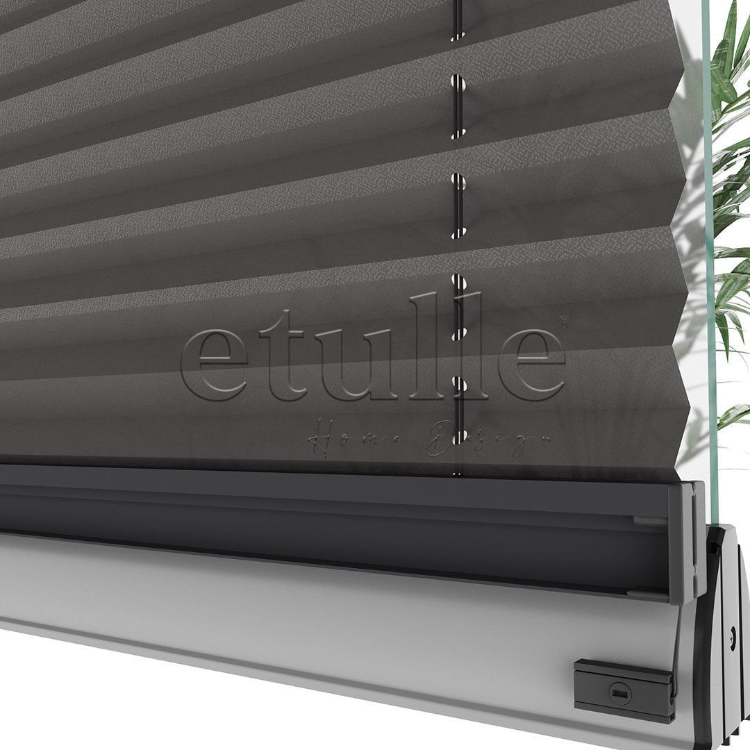 16 MM Diamond Anthracite Plain Pleat Curtain