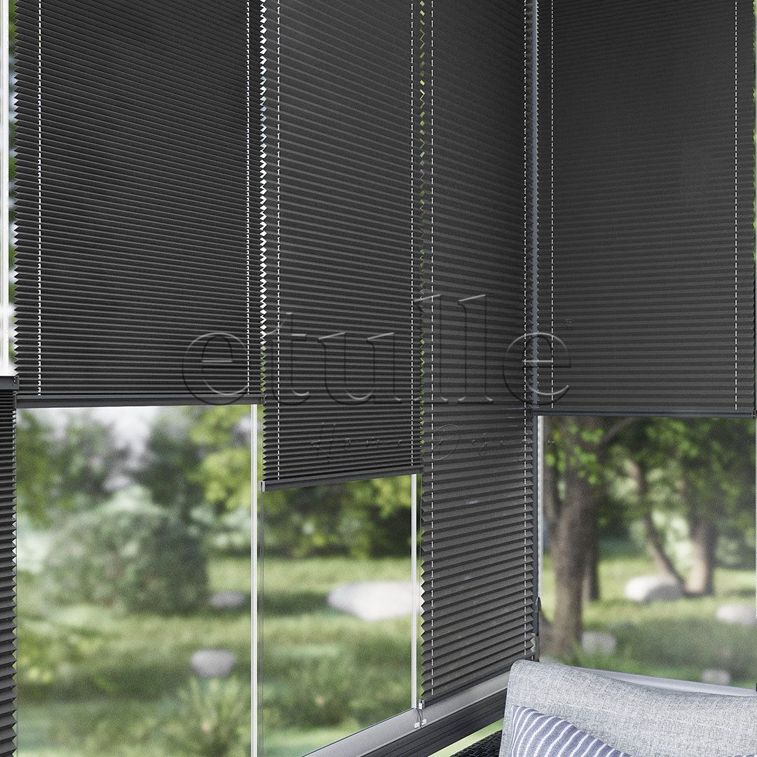 16 MM Diamond Anthracite Plain Pleat Curtain