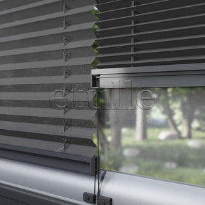 16 MM Diamond Anthracite Plain Pleat Curtain