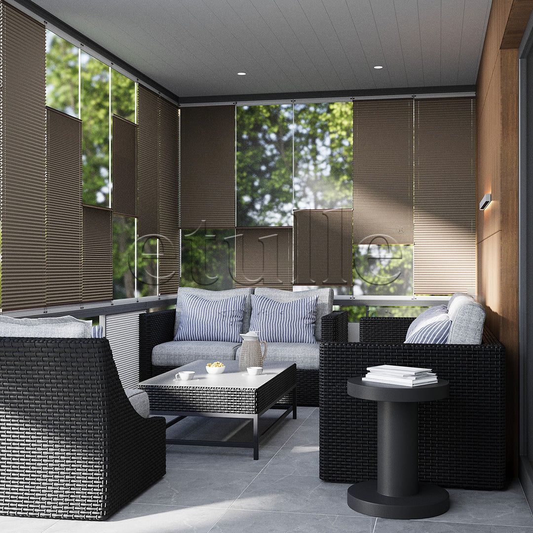16 MM Dimout Semi-Blackout Brown Pleated Curtain