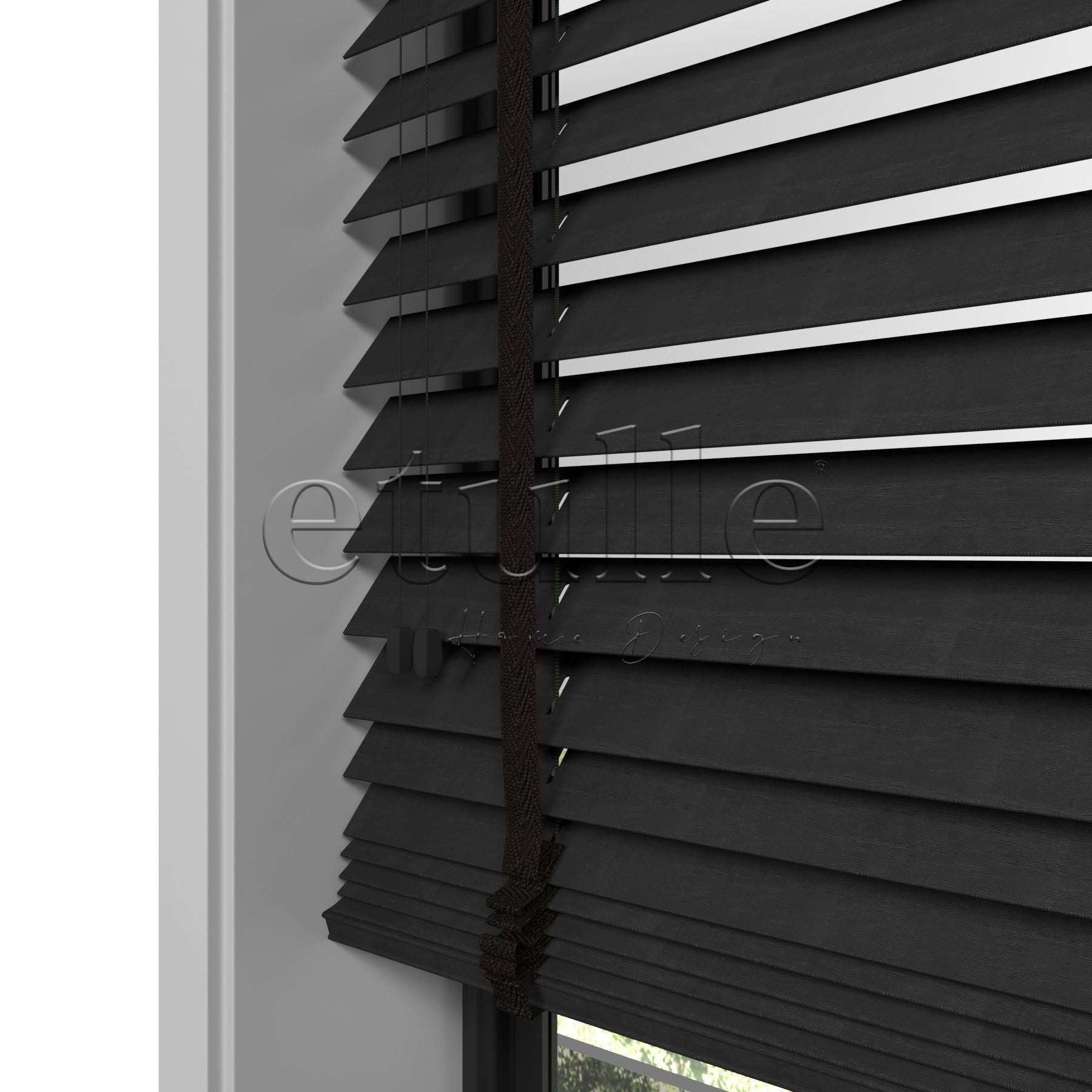 50 MM Meriwood Siyah Ahşap Jaluzi