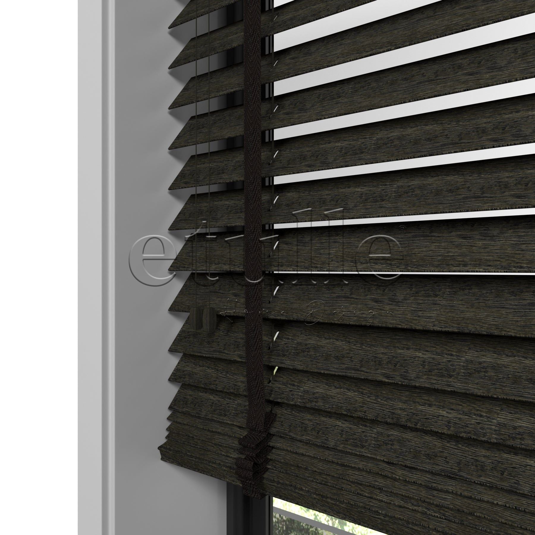 50 MM Meriwood Dark Olive Ahşap Jaluzi