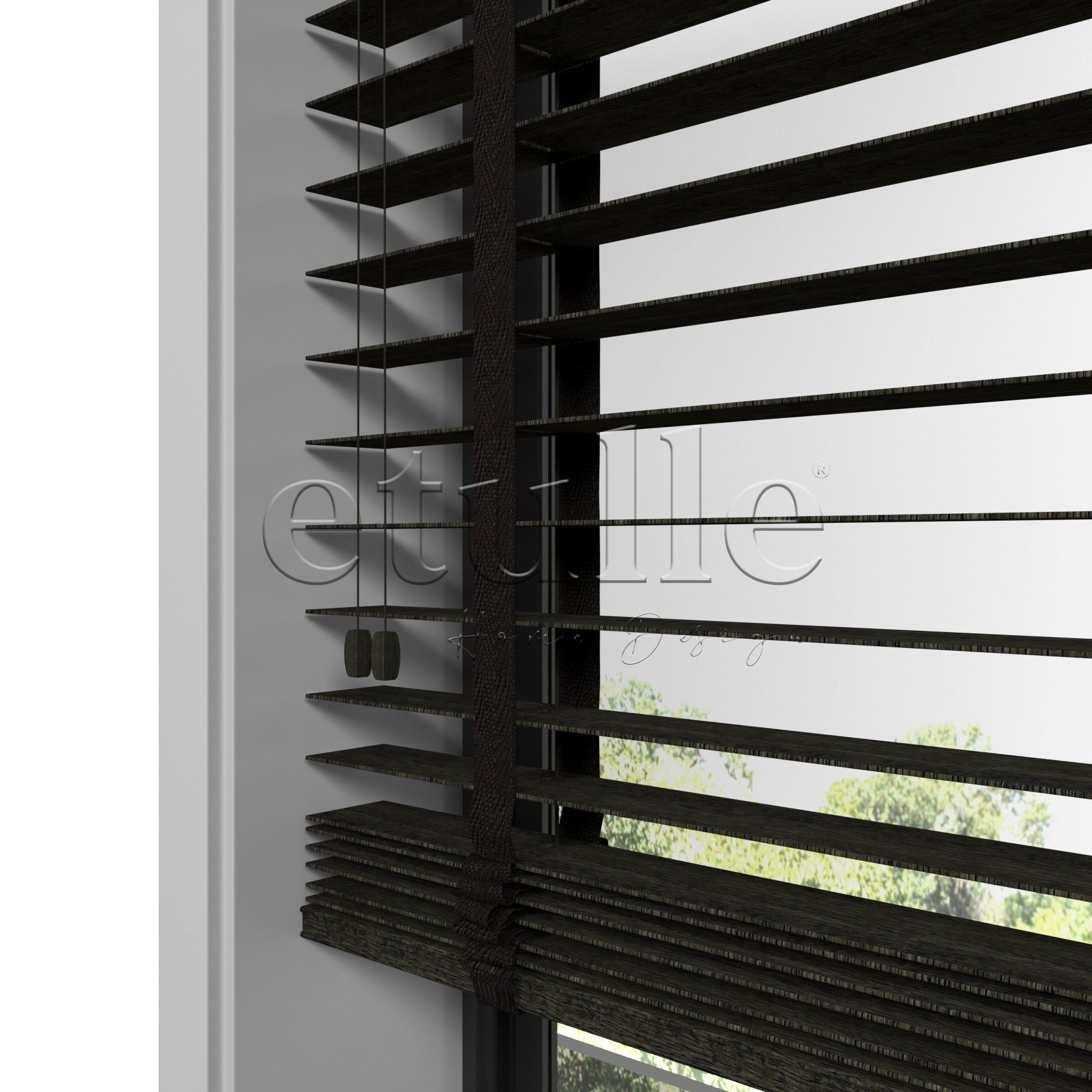 50 MM Meriwood Dark Olive Ahşap Jaluzi