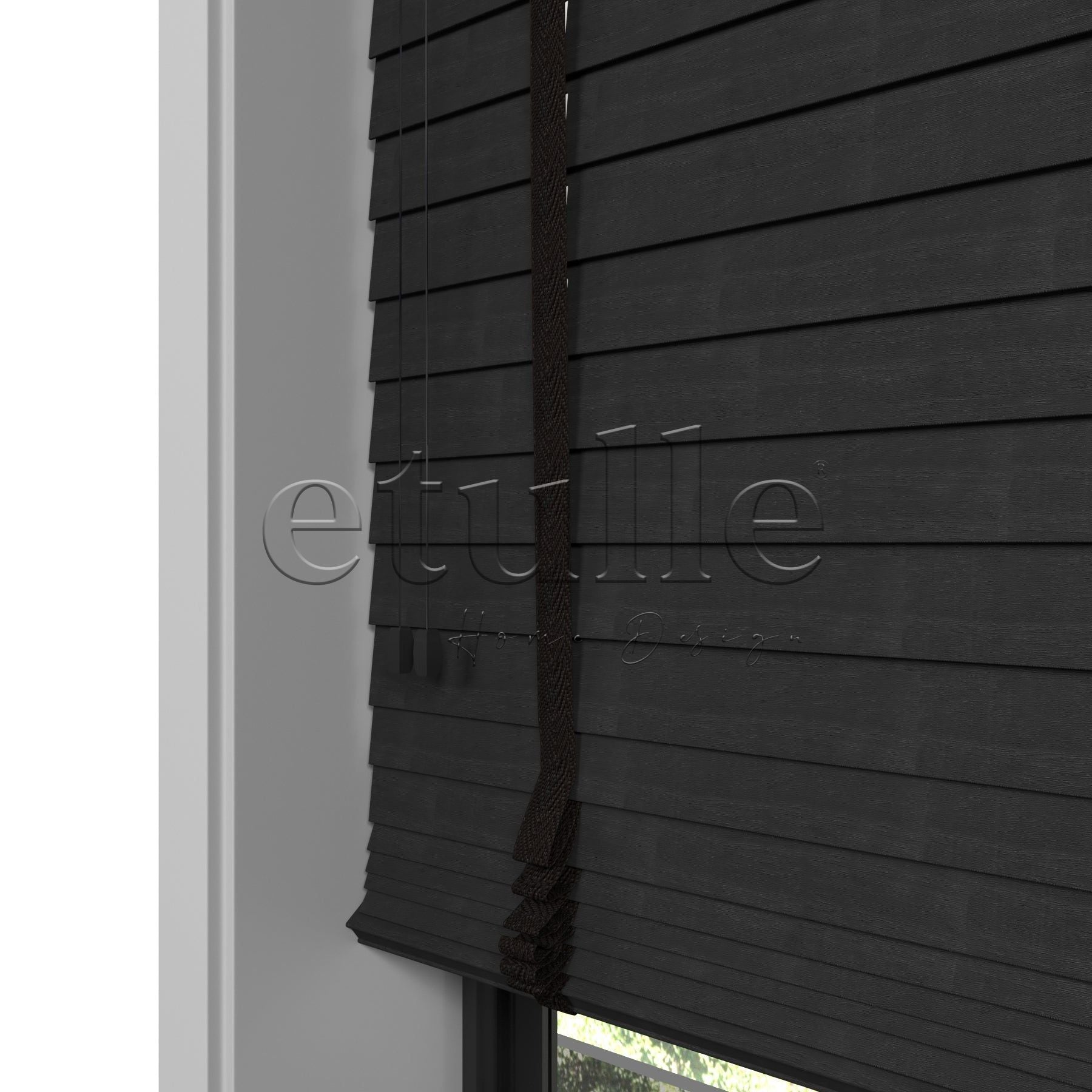 50 MM Meriwood Siyah Ahşap Jaluzi
