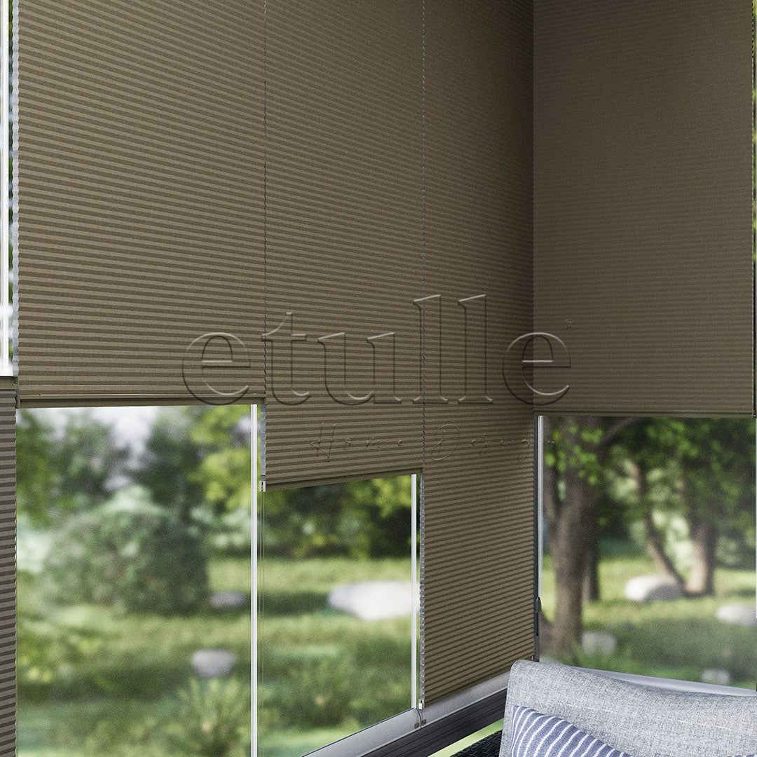 20 MM Honeycomb Kahverengi Plise Perde