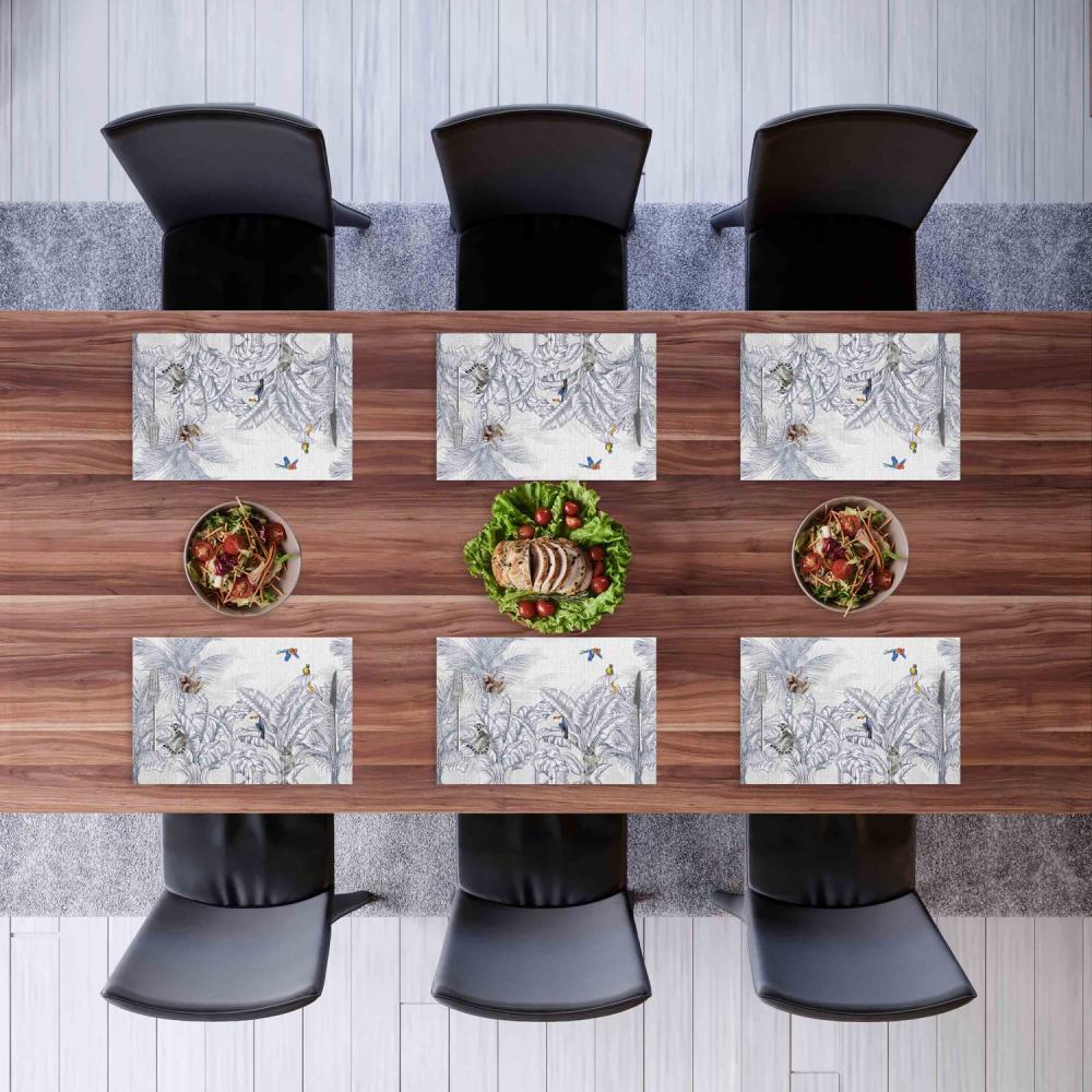 Egzotik Hayvan Figürlü Tropikal Yaprak Desenli Amerikan Servis – 4’lü Set (35x50 cm)
