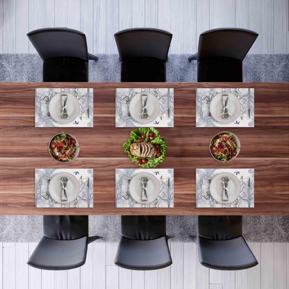 Egzotik Hayvan Figürlü Tropikal Yaprak Desenli Amerikan Servis – 4’lü Set (35x50 cm)