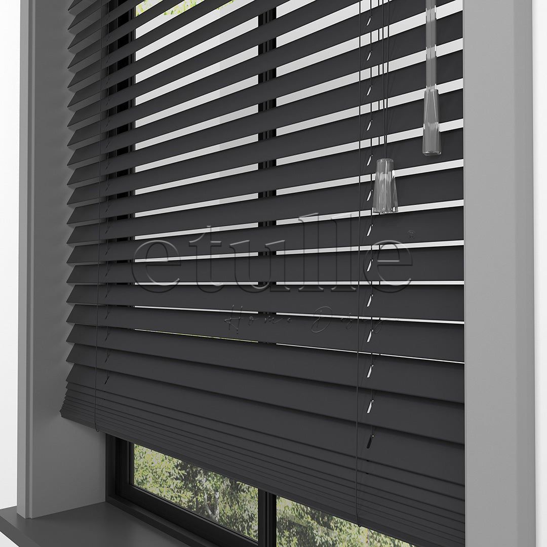 25 MM BASSWOOD Antrasit Ahşap Jaluzi