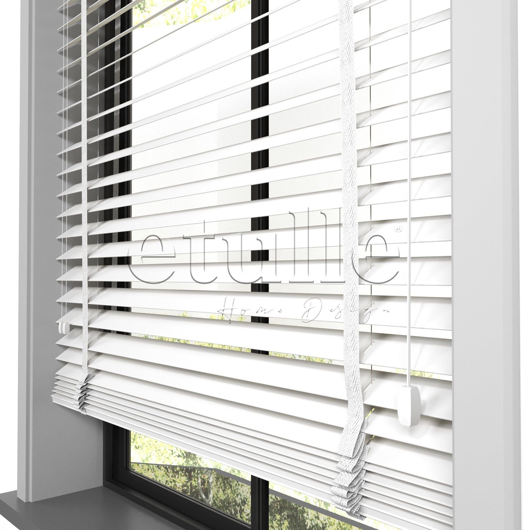 50 MM Meriwood Beyaz Ahşap Jaluzi