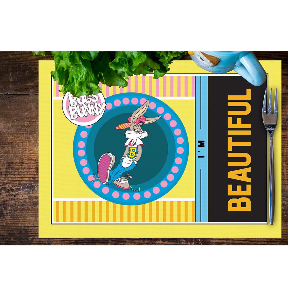 Tweety Teams Çizgi Karakter Pembe Zemin Baskılı Çocuk – 4'lü Amerikan Servis (30x50 cm)