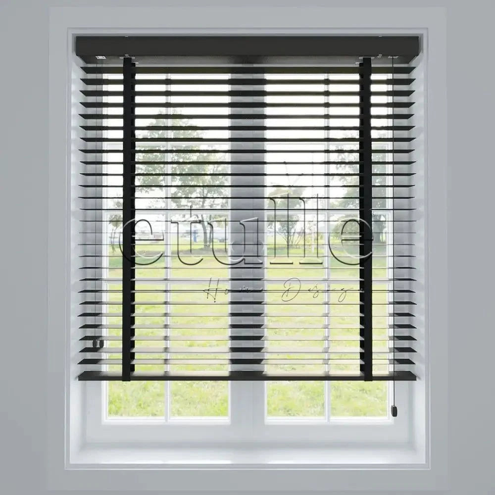 50 Mm Polywood Koyu Antrasit Ahşap Jaluzi