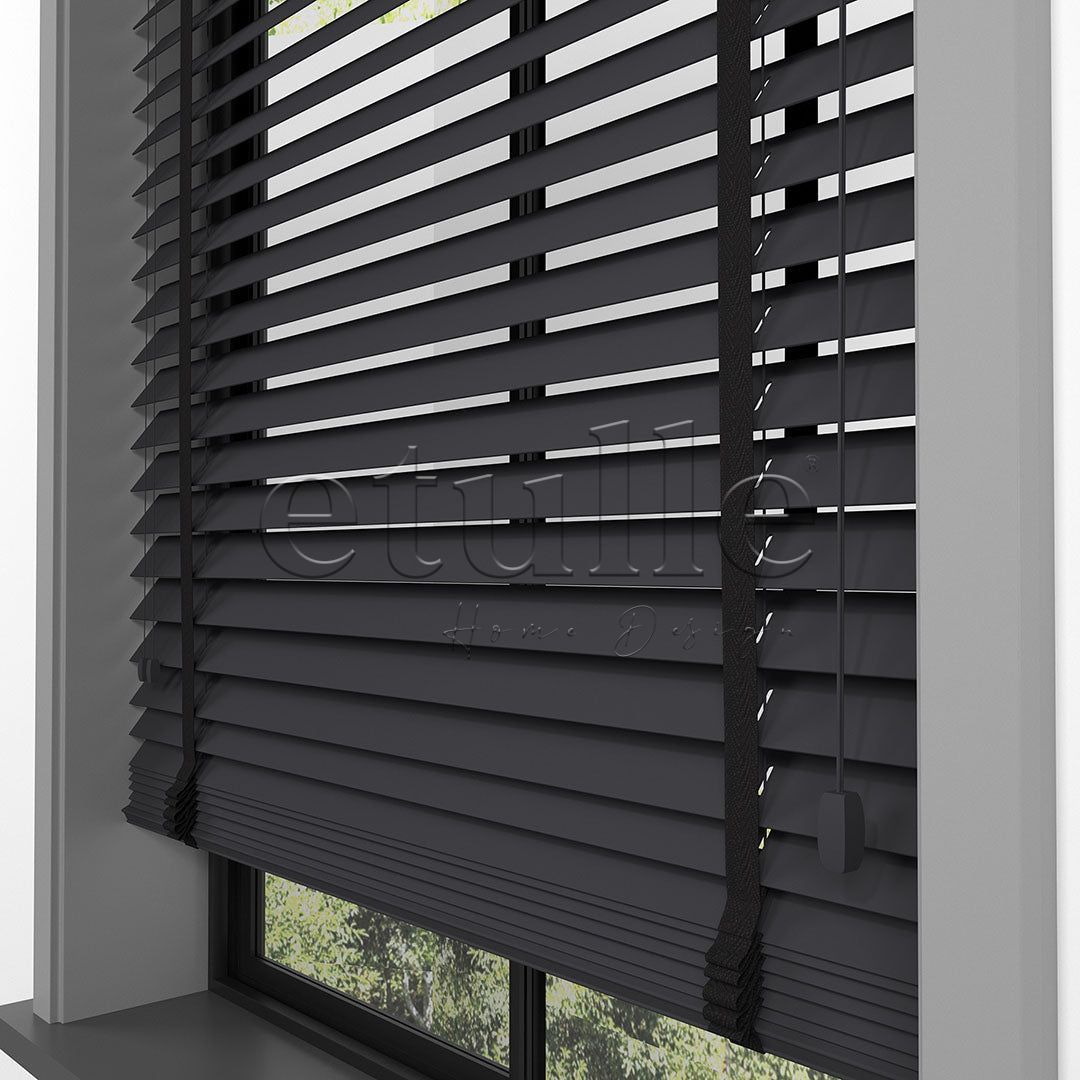 50 MM BASSWOOD Antrasit Ahşap Jaluzi