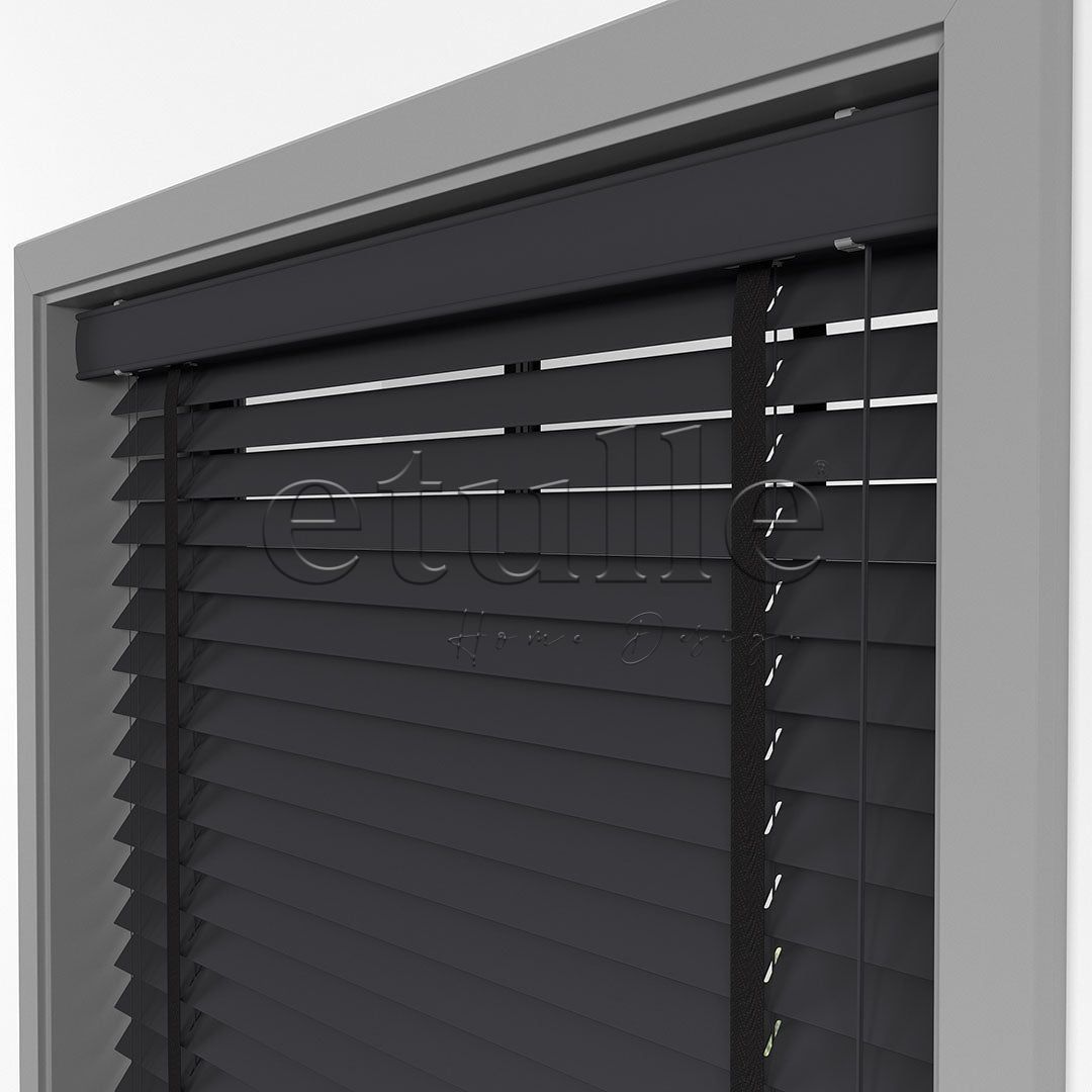50 MM BASSWOOD Antrasit Ahşap Jaluzi