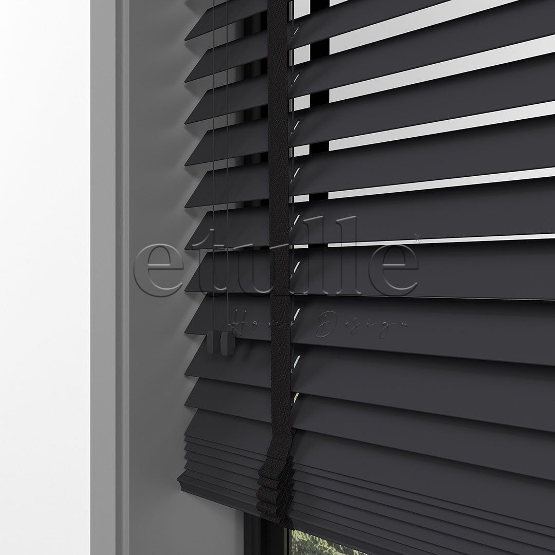 50 MM BASSWOOD Antrasit Ahşap Jaluzi