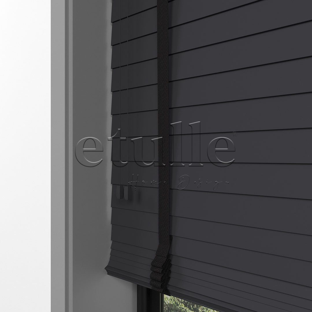 50 MM BASSWOOD Antrasit Ahşap Jaluzi