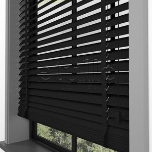 50 MM BASSWOOD Siyah Ahşap Jaluzi