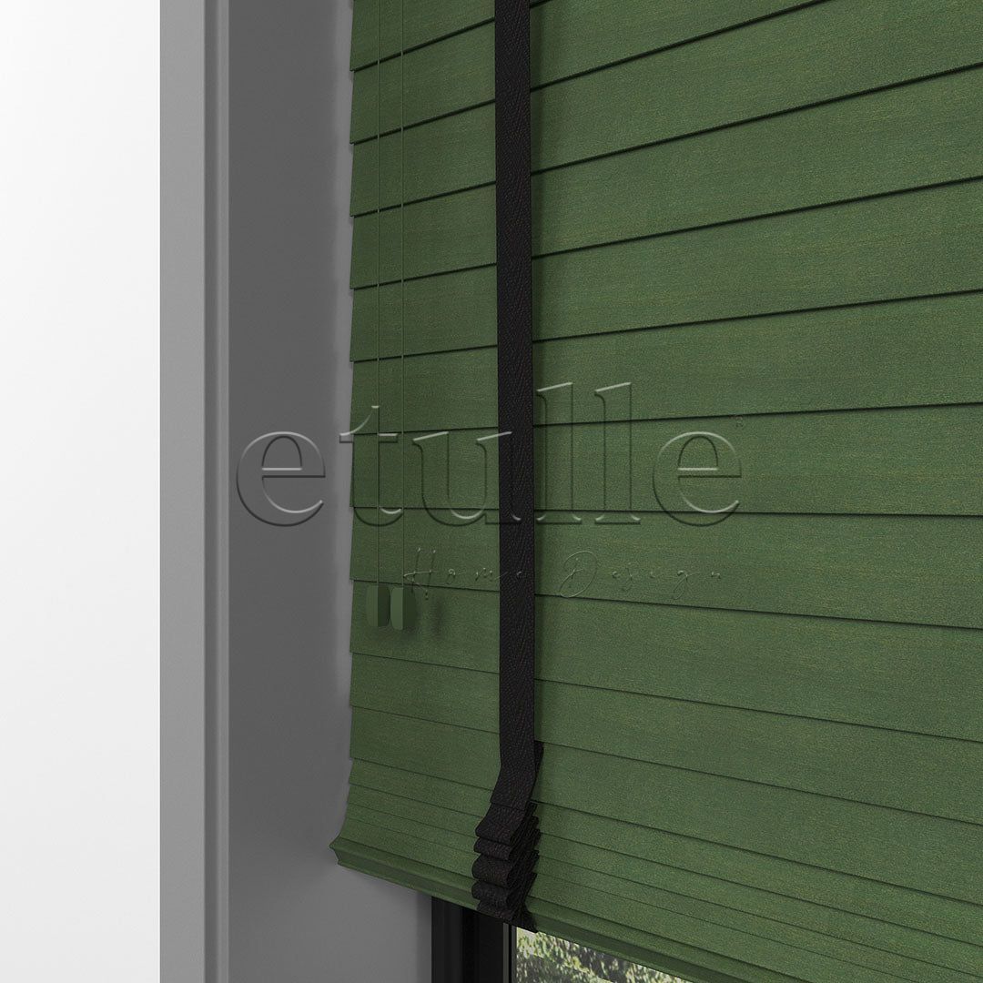 50 MM BASSWOOD Yeşil Ahşap Jaluzi
