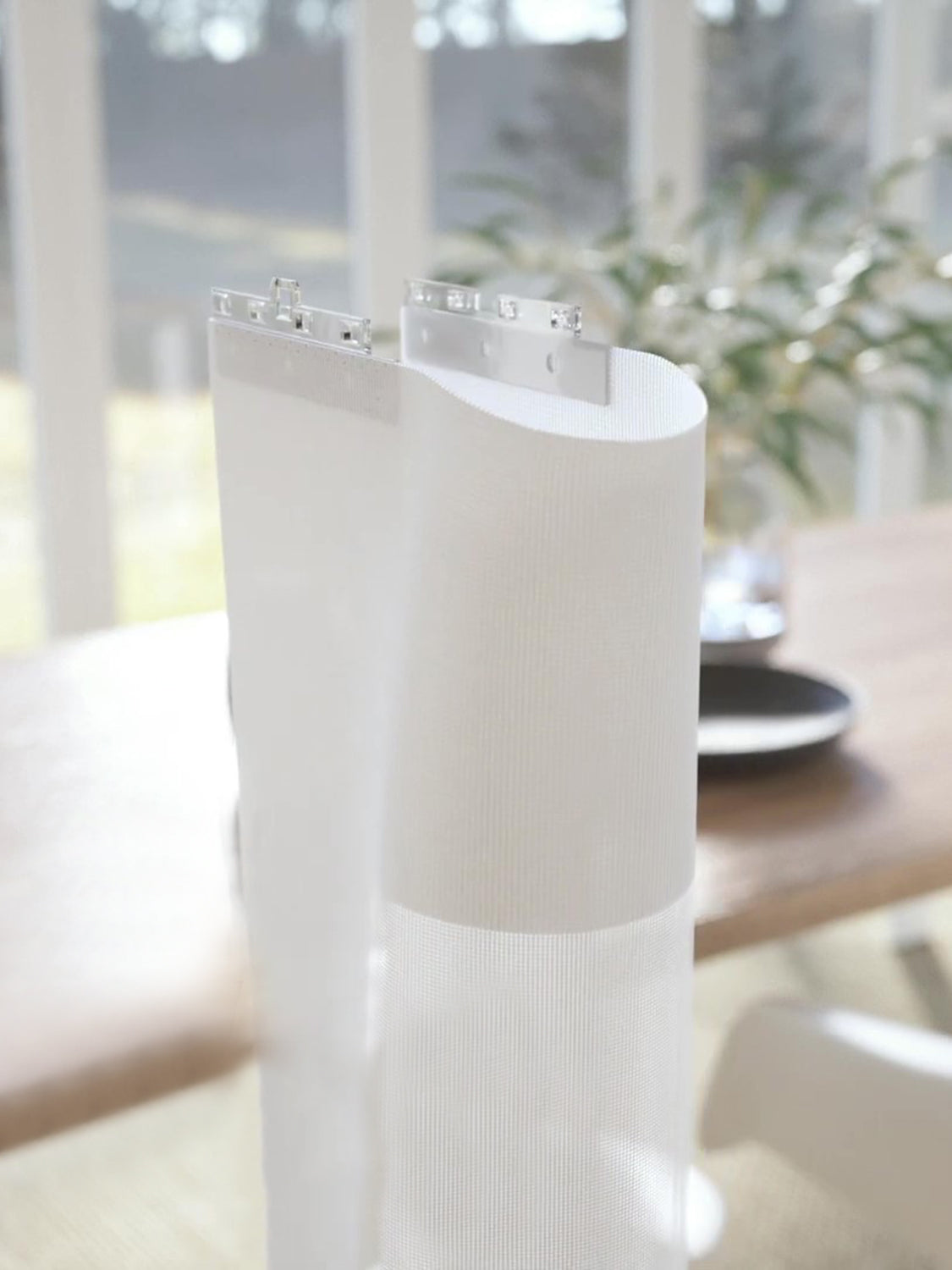 Smart Vertical Narrow Plain Tulle Curtain Single Pleat / Slide