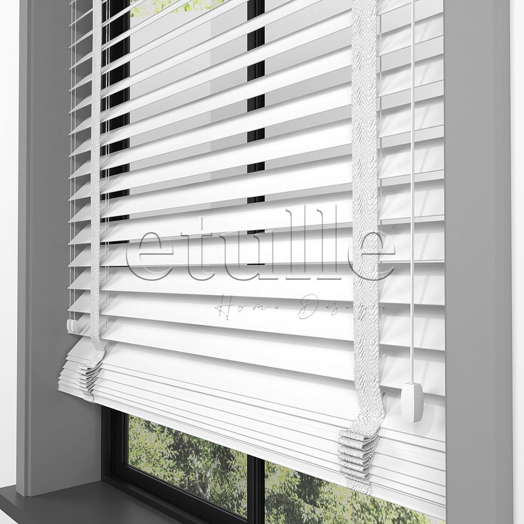 63 MM BASSWOOD White Wooden Venetian Blind