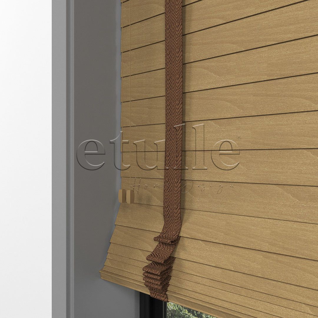 63 MM BASSWOOD Golden Oak Ahşap Jaluzi