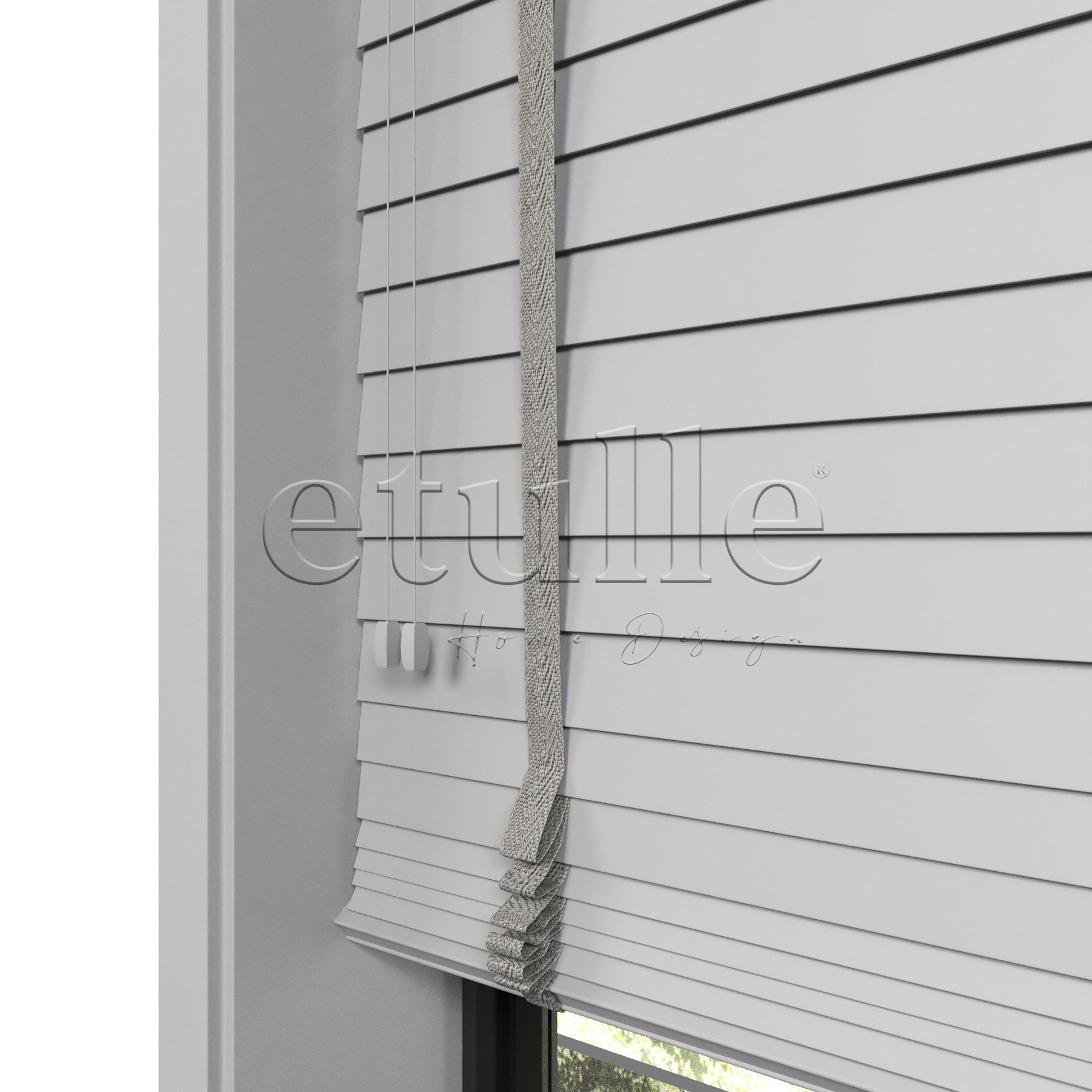50 MM Truwood Açık Gri Ahşap Jaluzi