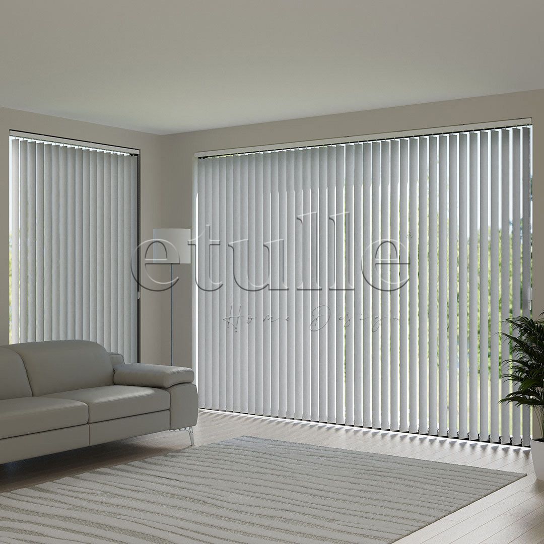 Light Gray Plain Fabric Vertical Blinds | Callaway