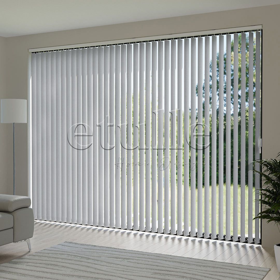 Light Gray Plain Fabric Vertical Blinds | Callaway