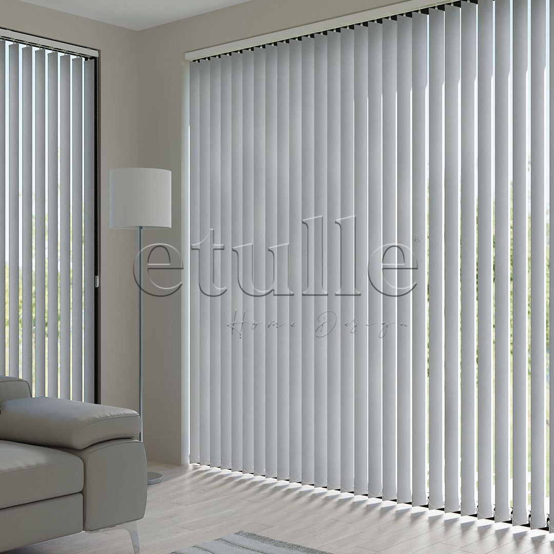 Light Gray Plain Fabric Vertical Blinds | Callaway