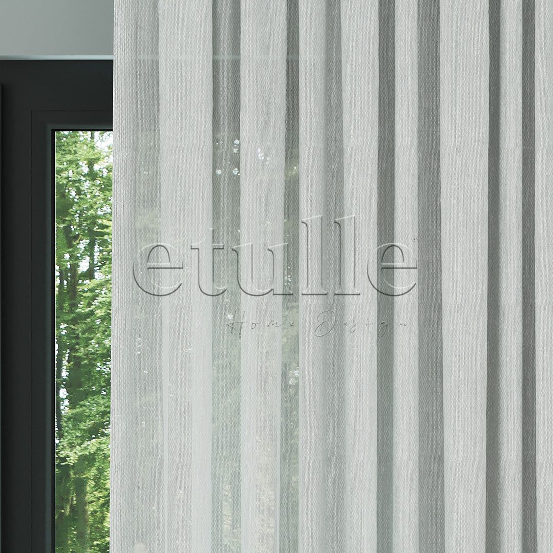 Açık Gri Modern Petek Dokulu Keten Efekli Dökümlü Düz Tül Perde | Soleil