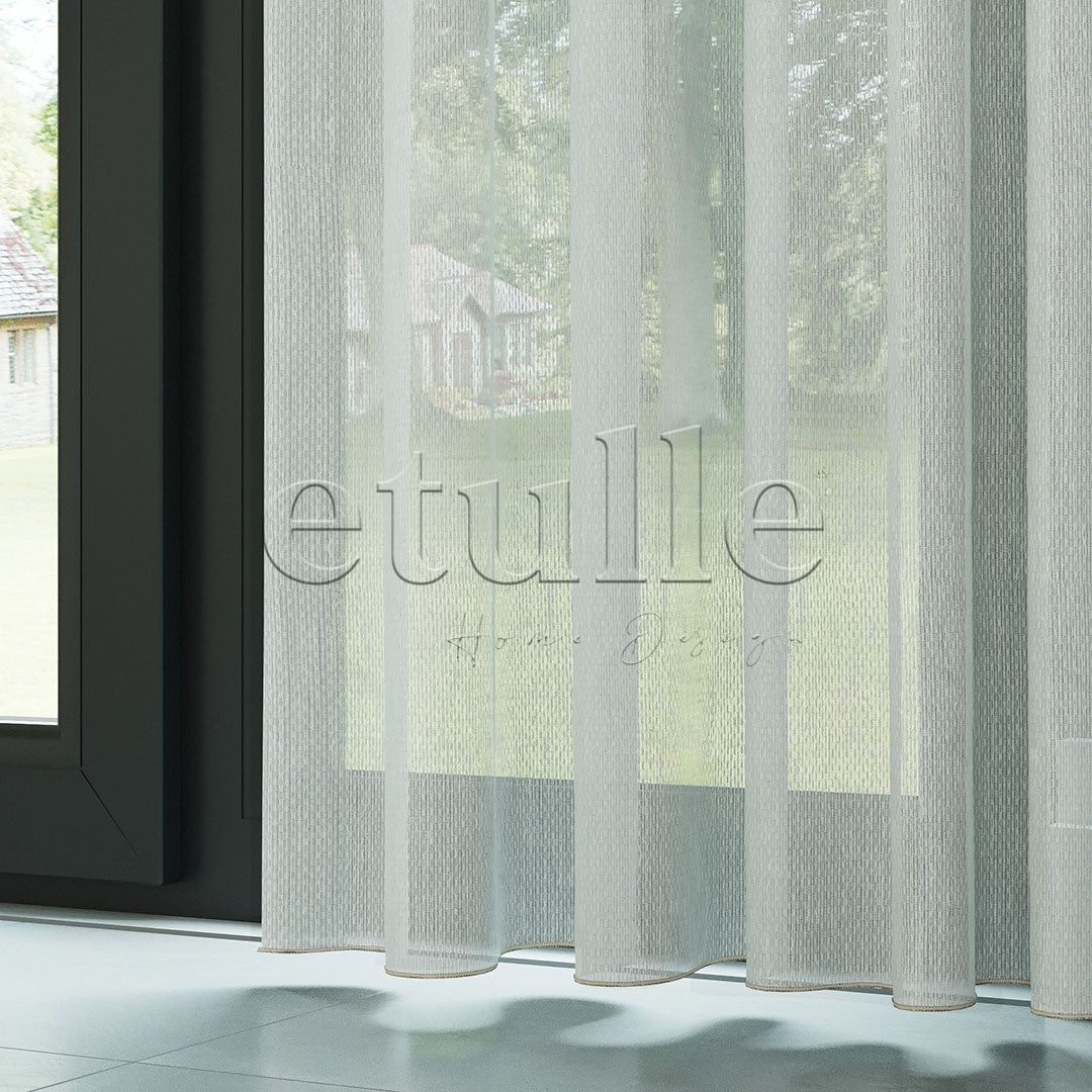 Açık Gri Modern Petek Dokulu Keten Efekli Dökümlü Düz Tül Perde | Soleil