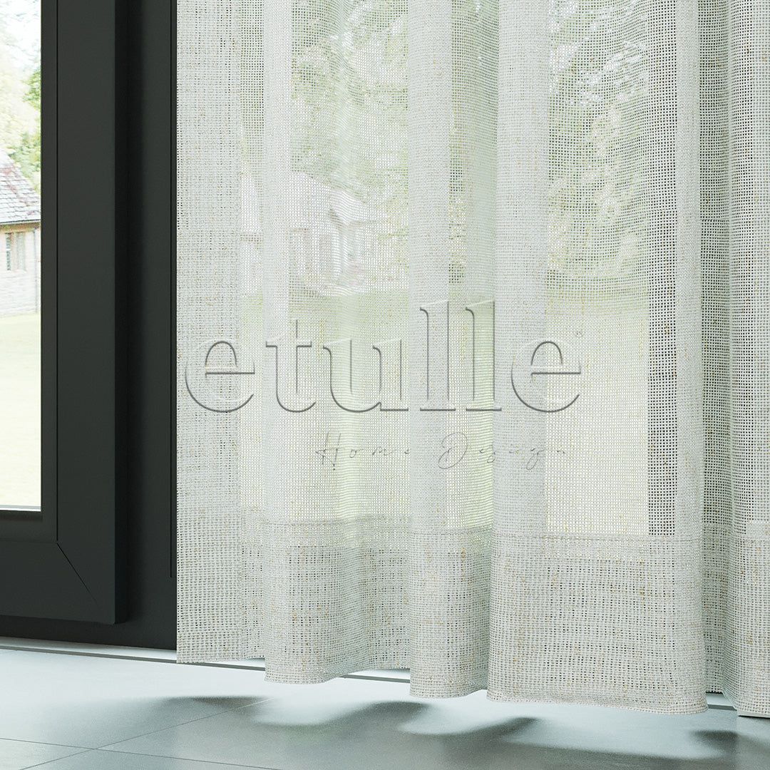 Açık Gri Natural Efekt İplikli Keten Düz Tül Perde | Lyall
