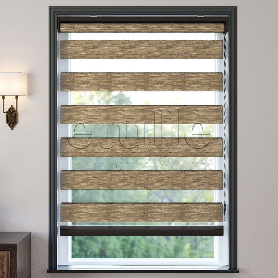 Brown Plain Zebra Curtain | Arlo