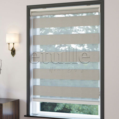Dark Cream Blackout Zebra Curtain | Artisan