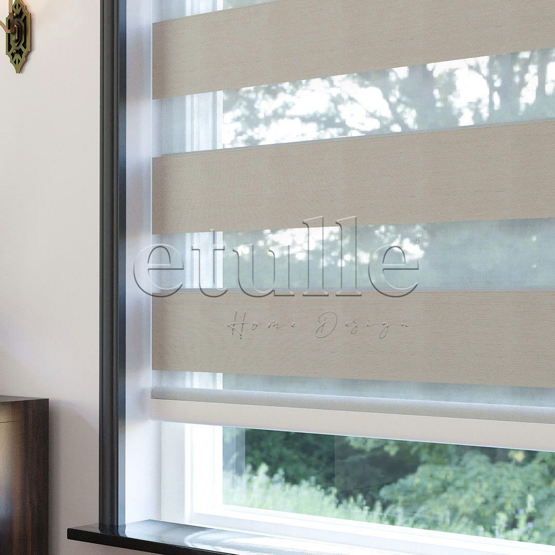 Dark Cream Blackout Zebra Curtain | Artisan