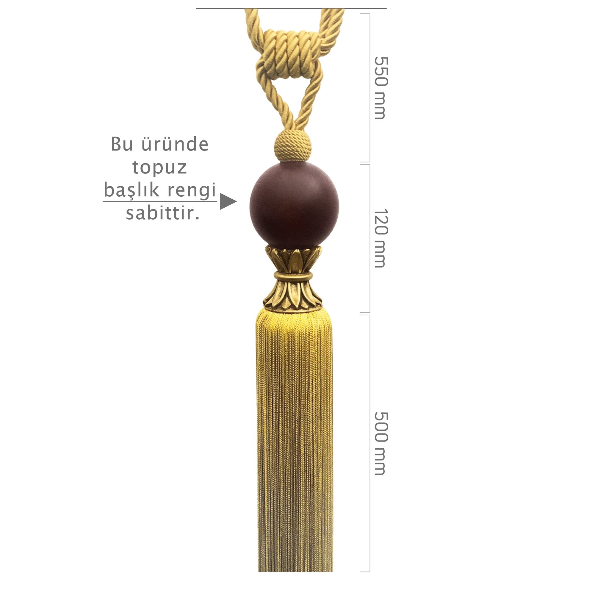 Braçol Hardal Püsküllü  - Altın Eskitme Başlık - Küre
