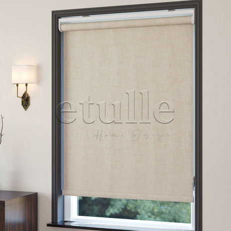 Beige Blackout Linen Roller Blinds | fiorella