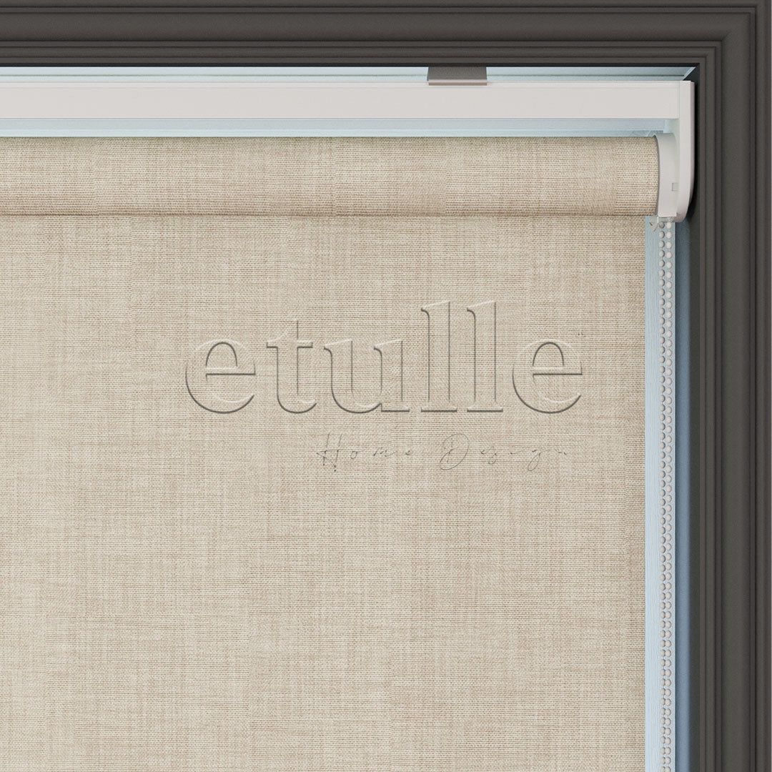 Beige Blackout Linen Roller Blinds | fiorella