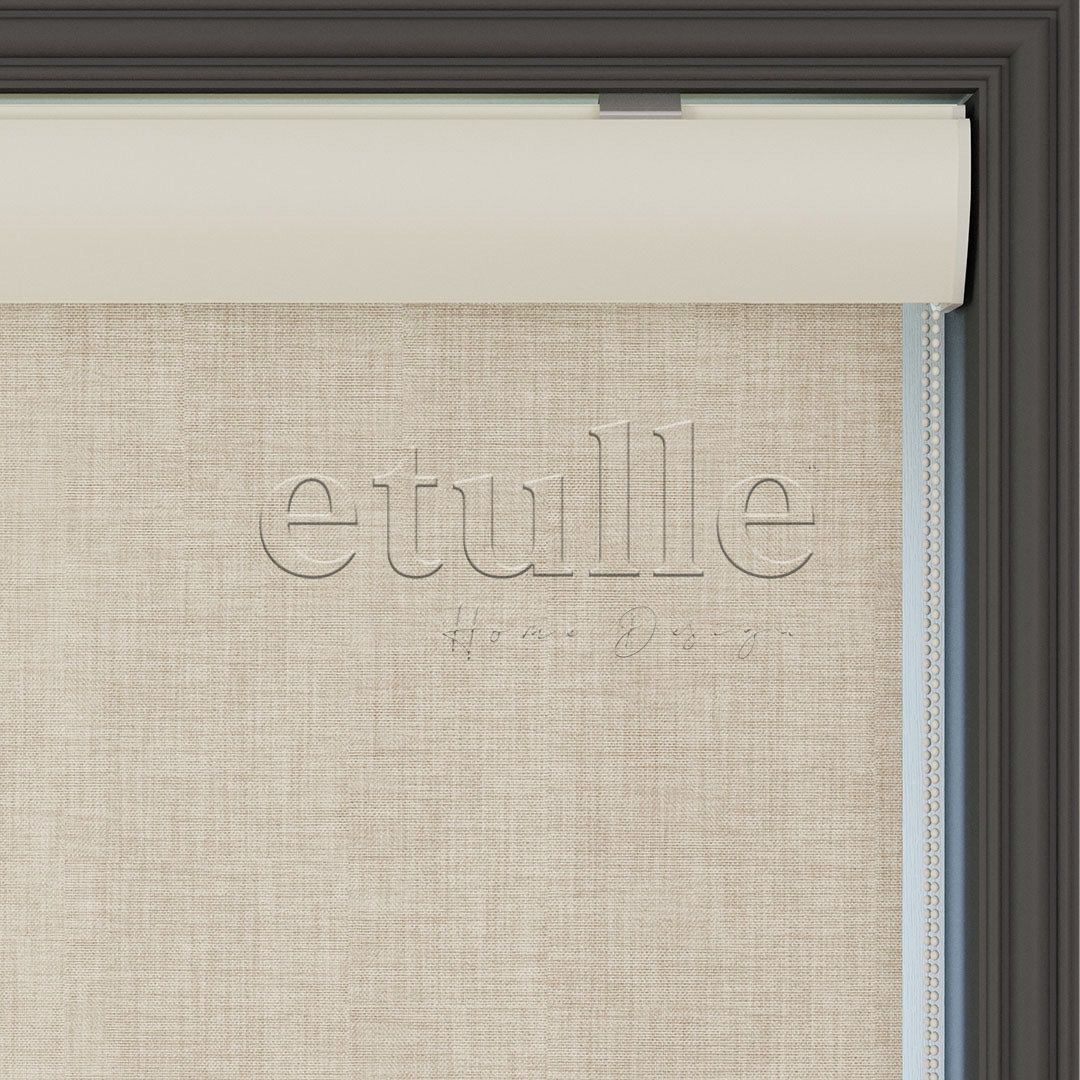 Beige Blackout Linen Roller Blinds | fiorella