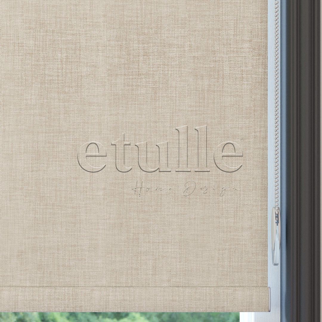 Beige Blackout Linen Roller Blinds | fiorella