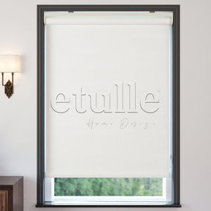 White Blackout Linen Roller Blinds | Fiorella