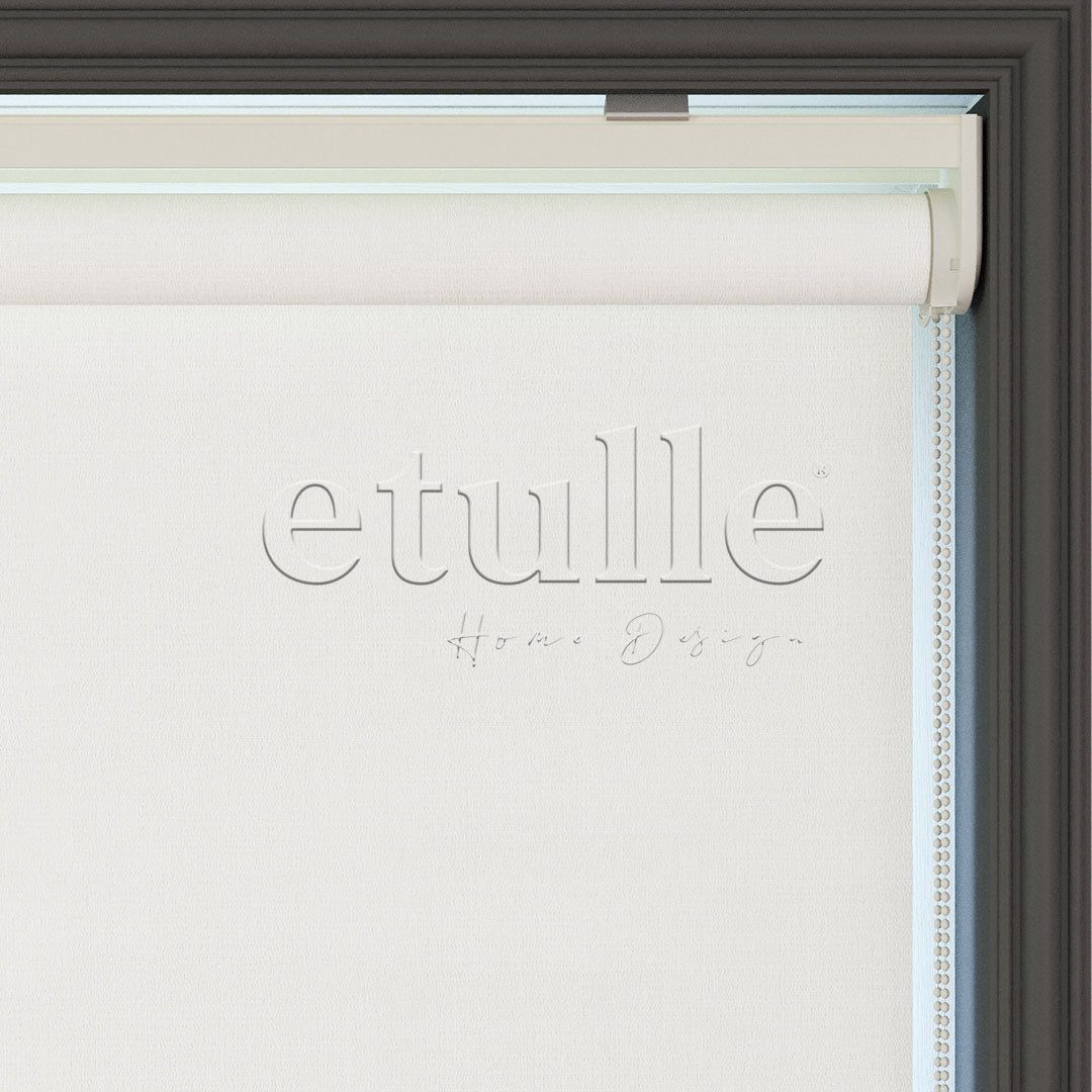 White Blackout Linen Roller Blinds | Fiorella