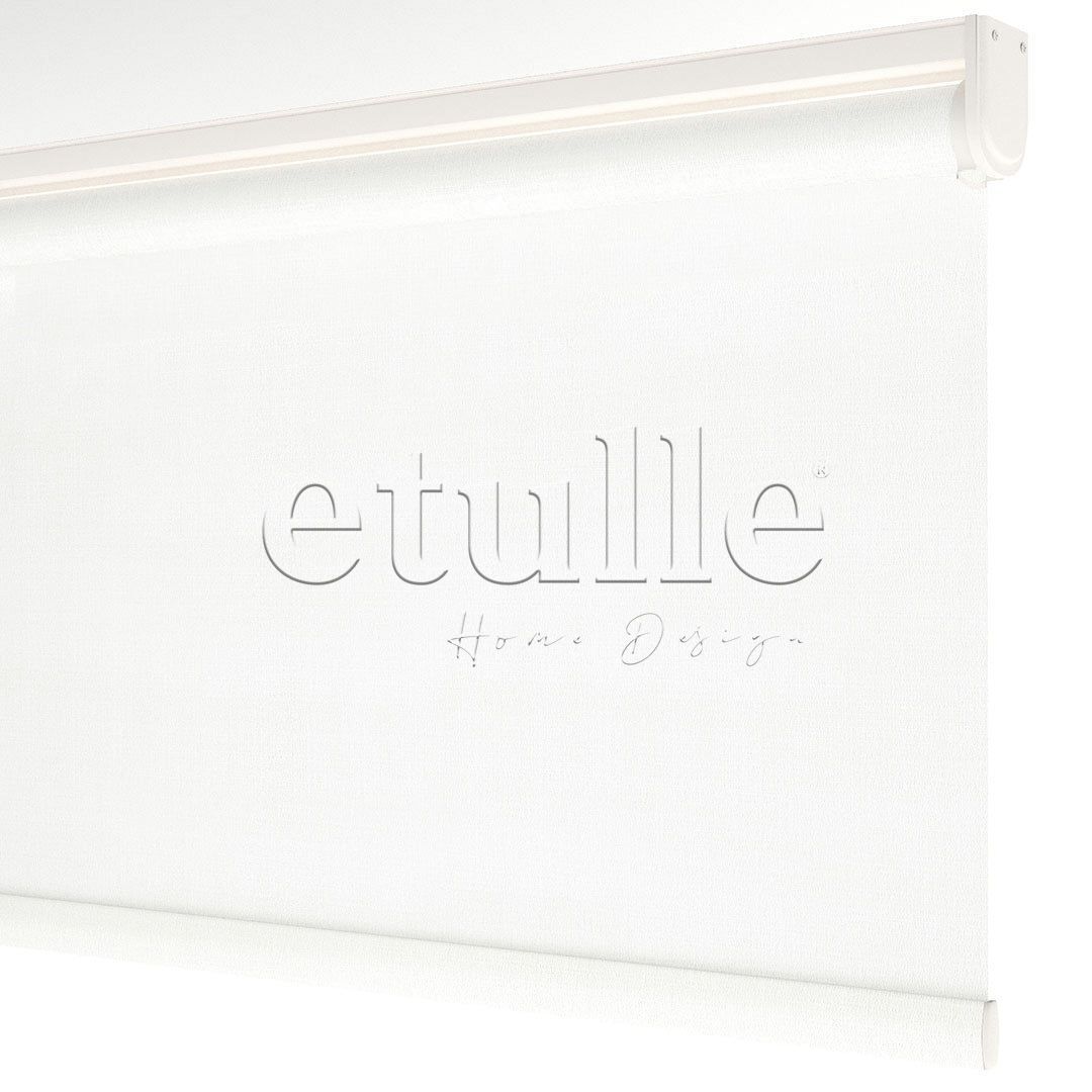White Blackout Linen Roller Blinds | Fiorella