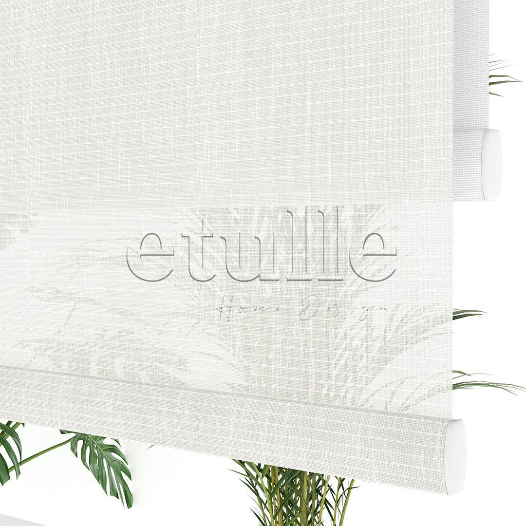 White Patterned Double Roller Blind | Estella